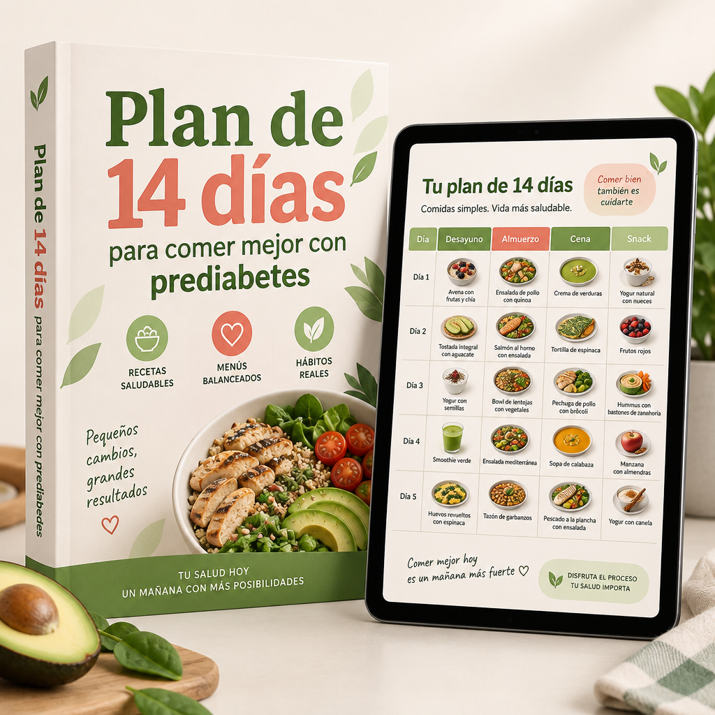 Plan de 14 días para comer mejor con prediabetes, ebook y planner digital